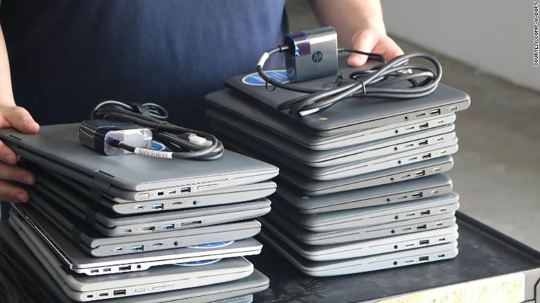 Give donated laptops